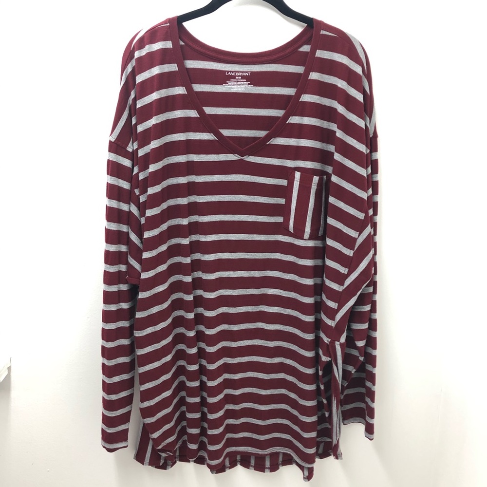 Lane Bryant Striped Long Sleeve Top Womens Plus Size 26/28